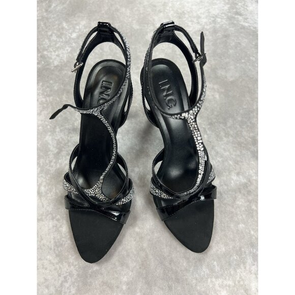 INC International Concepts Black Rhinestone Strappy Sandals – Size 8M – New - Picture 2 of 6